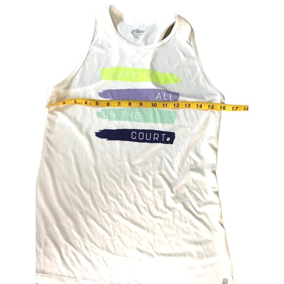 PRINCE- WOMEN'S WHITE GRAPHIC RACE BACK TANK TOP SIZE MEDIUM - Picture 6 of 7